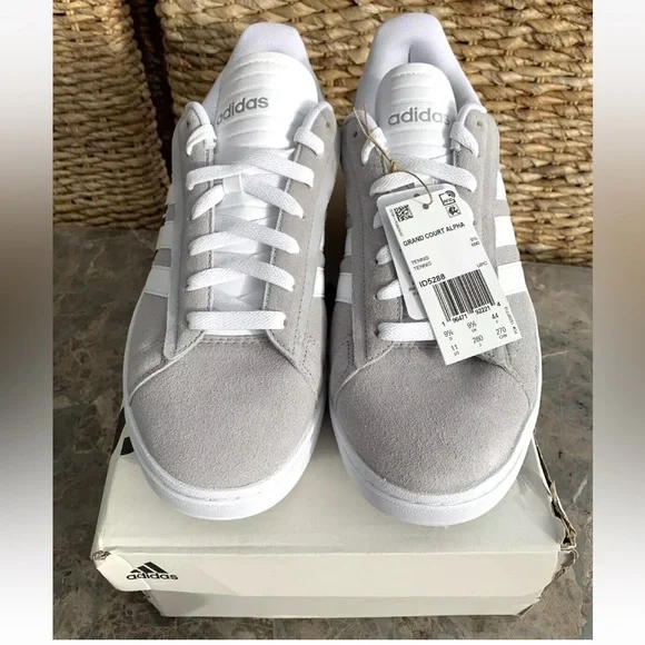 Adidas Grand Court Alpha Sneaker Suede Leather Grey White Couldfoam Comfort - Picture 4 of 15